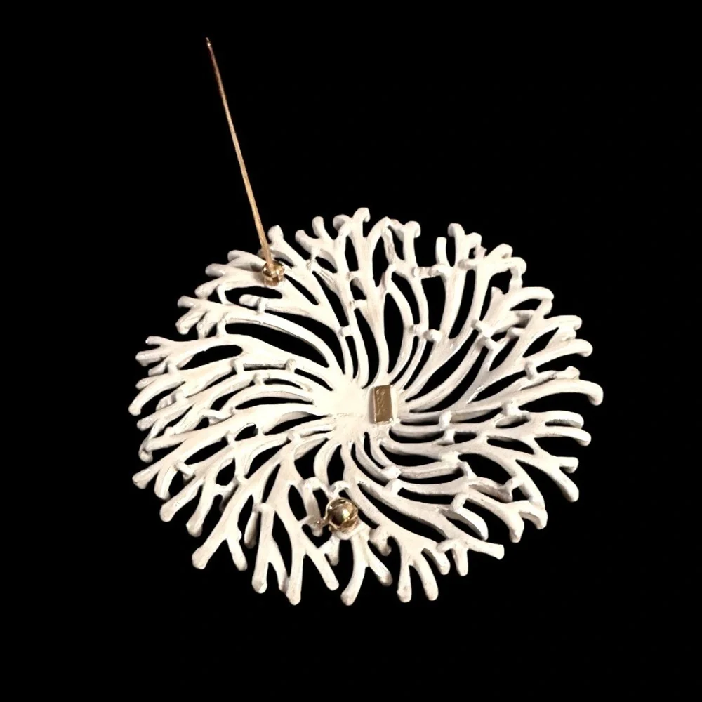 Vintage TRIFARI White Coral Brooch - MINT CONDITION
